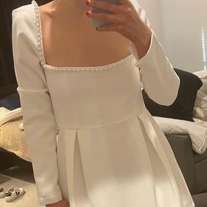 Odd Muse White Mini Pearl Dress